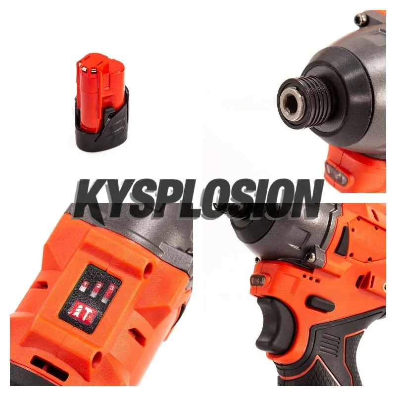 12V Brushless Cordless Electric Screwdriver & Multi-Function Lithium-Ion Drill Driver Set Compatible with 12V Compact Batteries