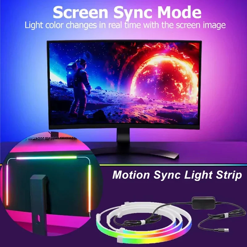 USB RGB LED Backlight Strip for Monitors – Ambilight Sync PC Gaming Ambient Light, Fits 24–34 in (61–86 cm)