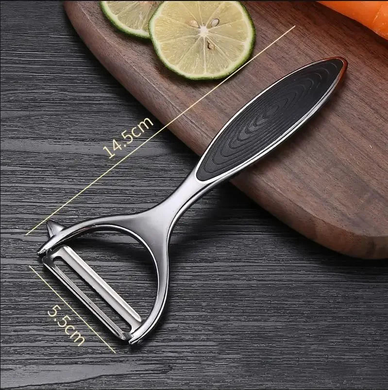Stainless Steel Vegetable Peeler – Multi-Function Julienne, Serrated & Straight Blades for Potatoes, Carrots & Fruit