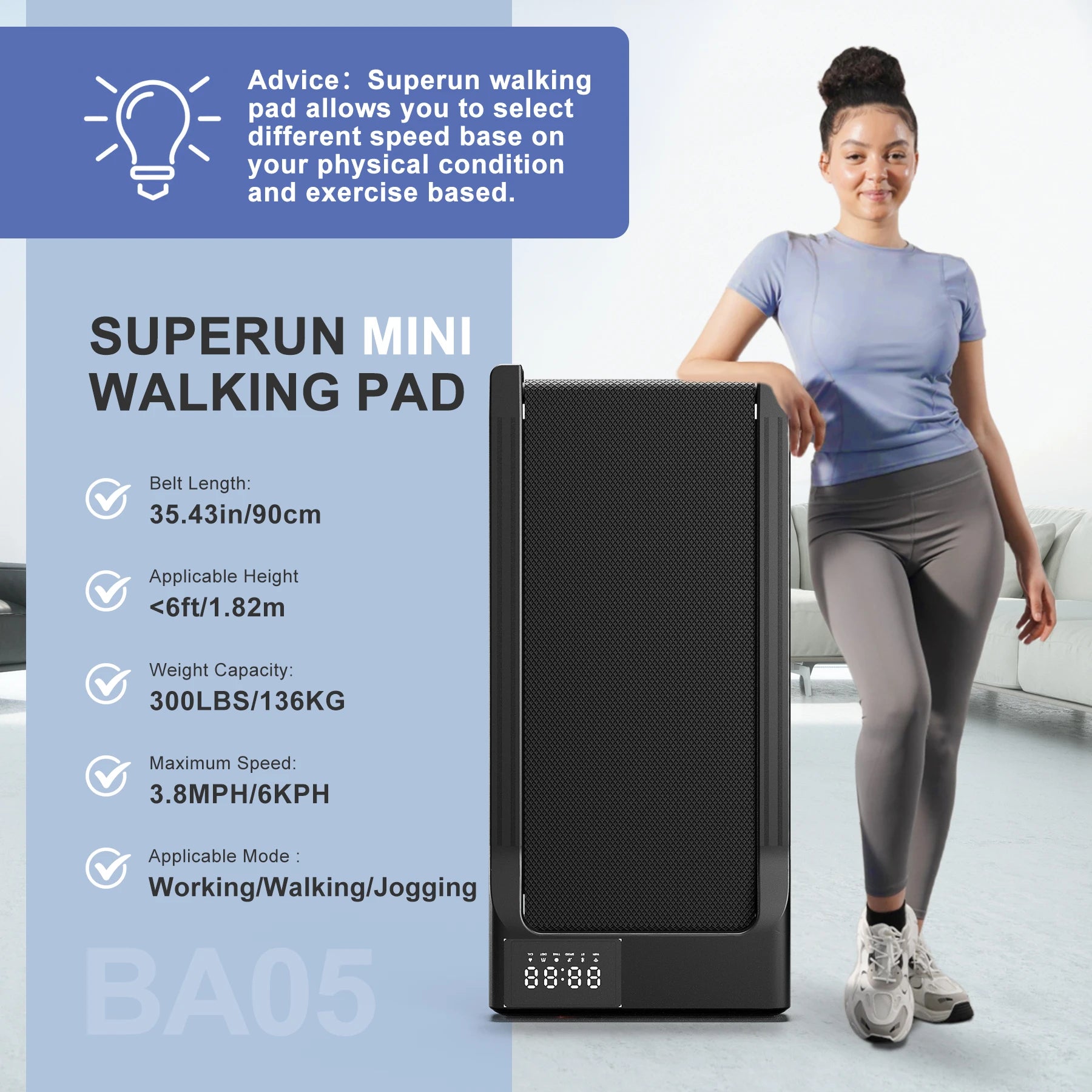 Portable 2.5HP Walking Treadmill for Home and Office Up to 6 km/h (3.8 mph) Anti-Slip Shock Absorption