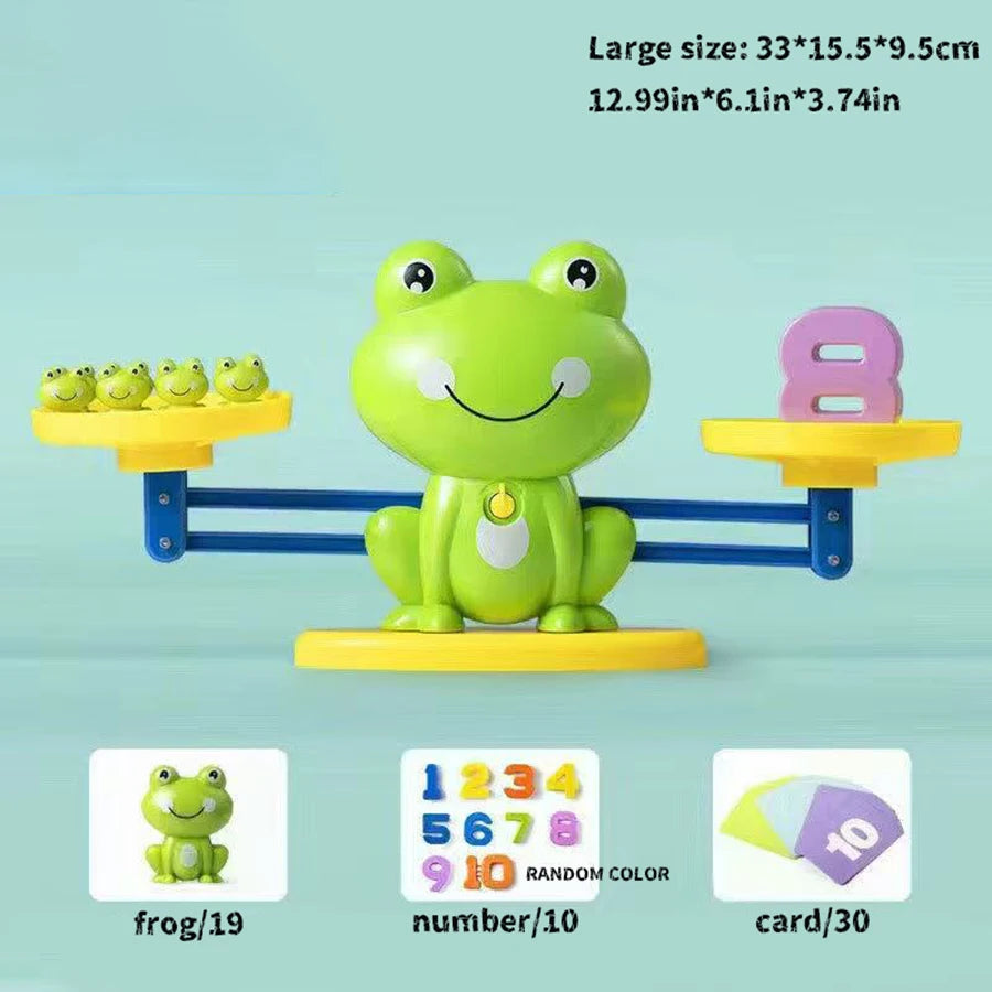 Frog Balance Math Toy for Kids, Addition & Subtraction Learning Scale, Early Education STEM Counting Game