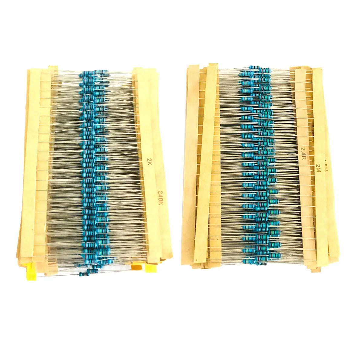 1/4W Metal Film Resistor Kit 1% Tolerance — 300/600-Piece (30 Values) 0Ω–10MΩ for Arduino DIY Electronics