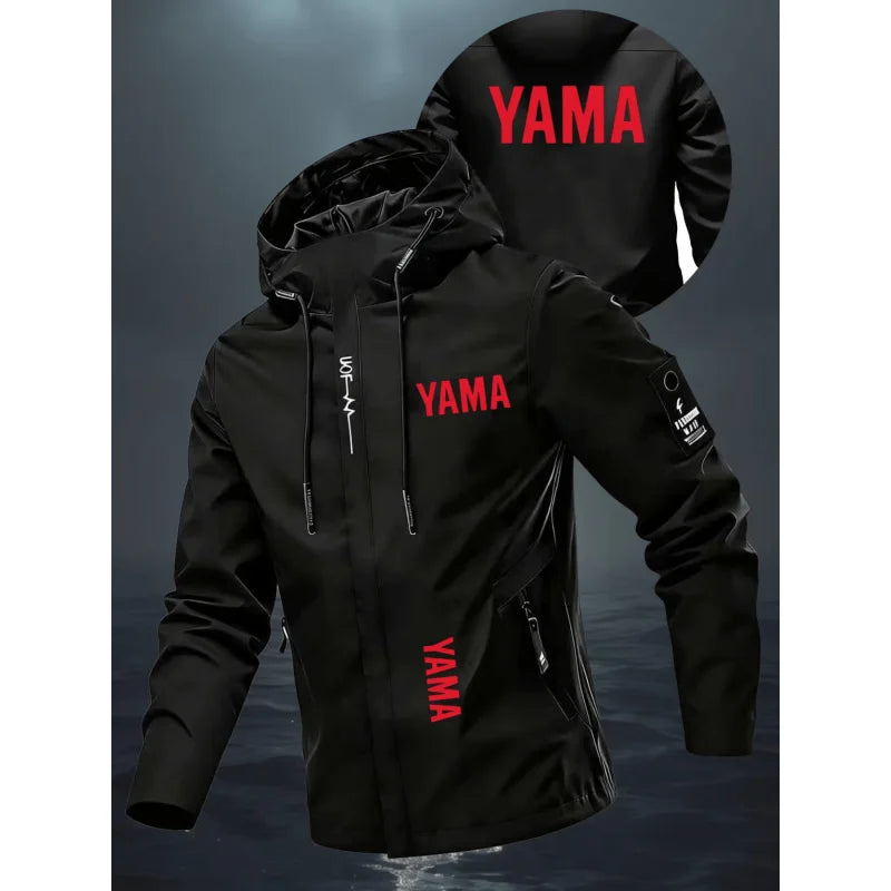 Men's Windproof Waterproof Motorcycle Jacket Loose-Fit Printed Zippered Jacket