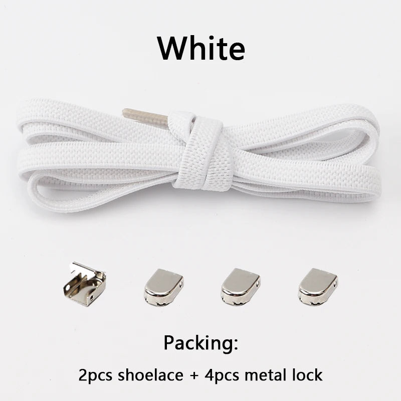 No-Tie Elastic Shoelaces with Metal Buckles – 1 Pair Quick Laces, One Size Fits All for Adults & Kids (105 cm / 41.3 in)