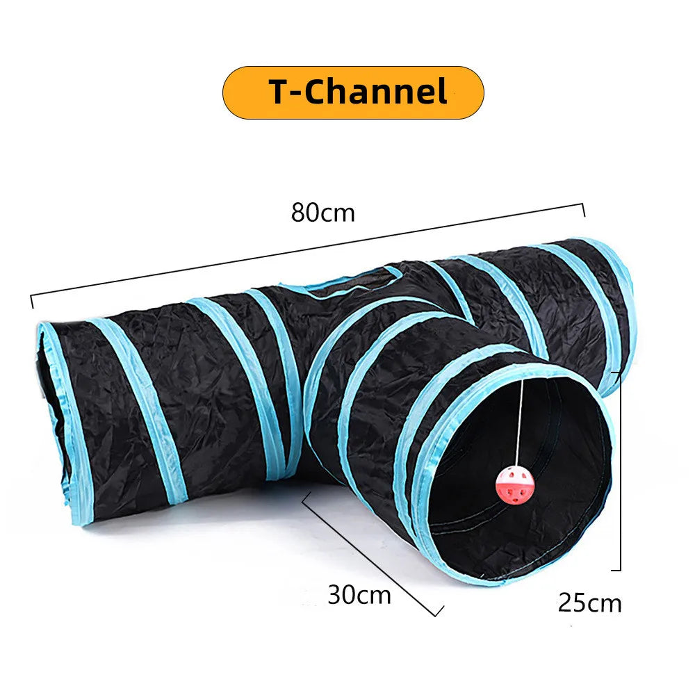 Foldable S-Shaped Cat Tunnel – Collapsible Play Tunnel for Cats, Rabbits & Small Pets, Interactive Crinkle Toy for Indoor Play