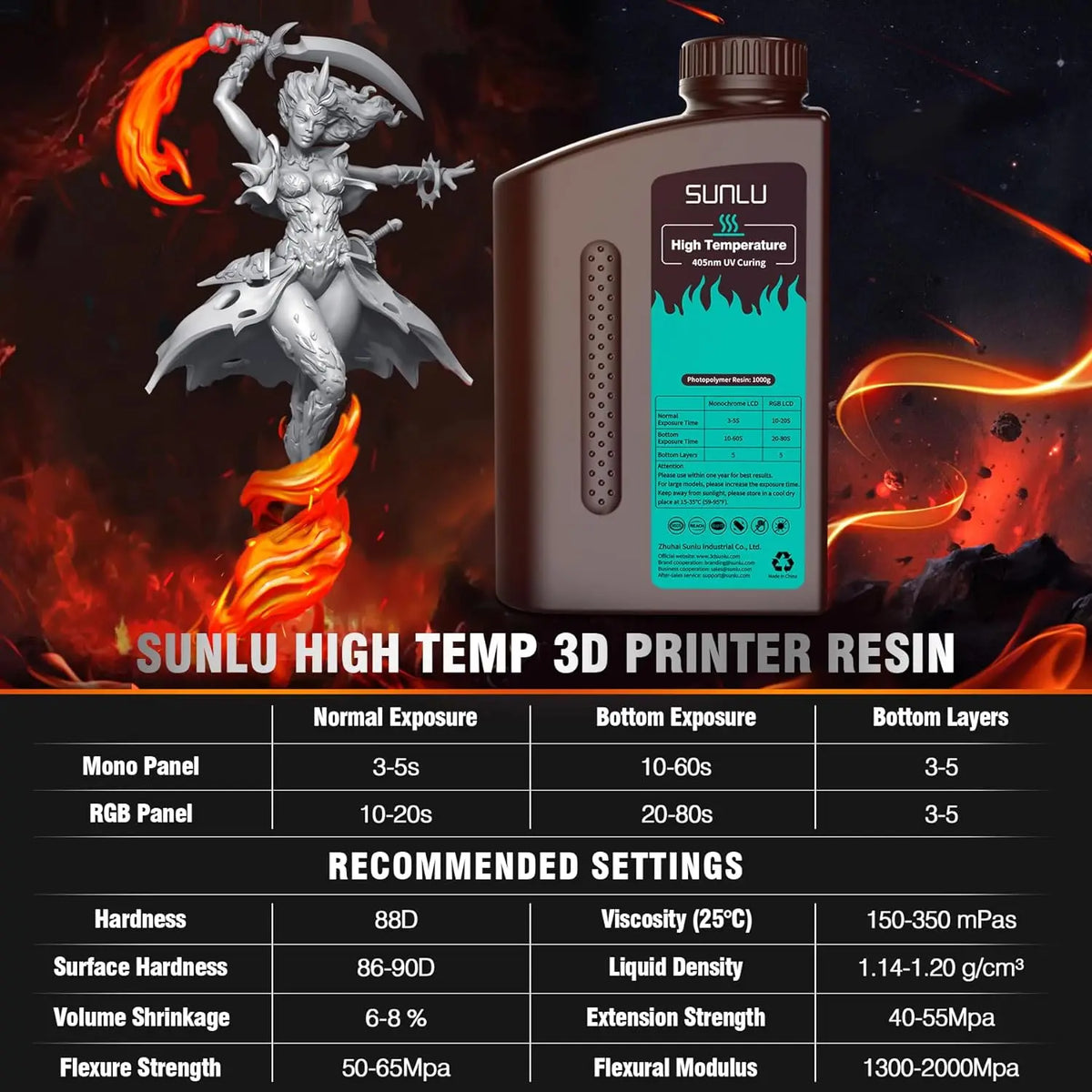 2KG 405nm UV 3D Printer Resin – Nylon-Like, High-Toughness & High-Temperature for SLA DLP LCD Printers
