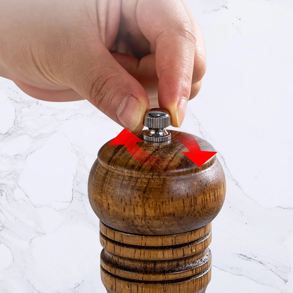 Oak Wood Manual Pepper Grinder – 5-inch (12.7 cm), 8-inch (20.3 cm), 10-inch (25.4 cm) Salt & Pepper Mill, Manual Spice Grinder