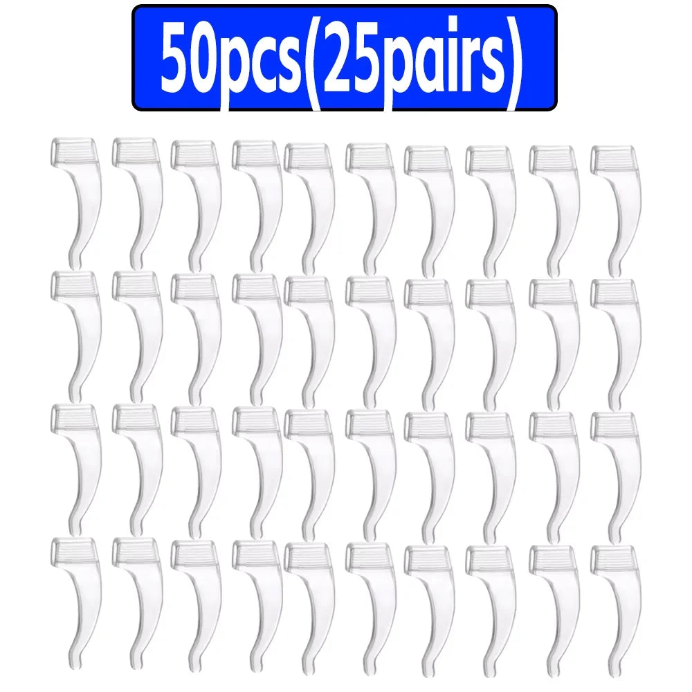 100-Pack Silicone Anti-Slip Eyeglass Ear Hooks Temple Tips – 33 x 10 mm (1.3 x 0.39 in)