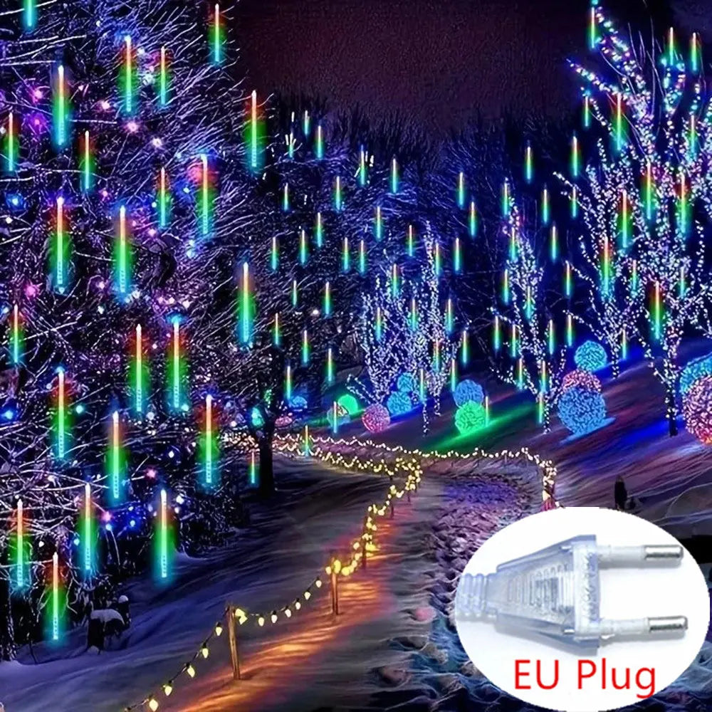 50cm (19.7in) 8-Tube LED Meteor Shower Rain String Lights - EU Plug Outdoor Fairy Garden Lights for Wedding & Christmas