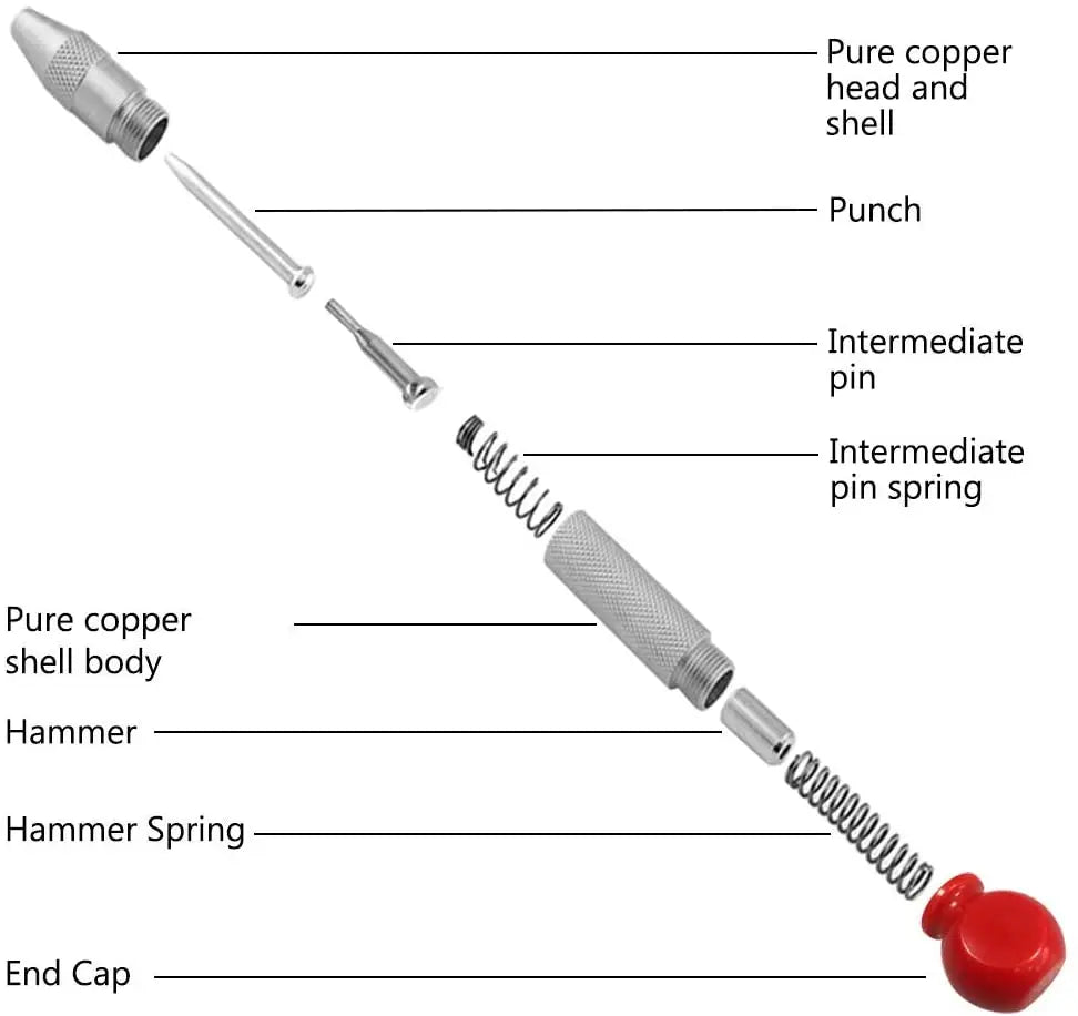 Automatic Center Punch Tool - Spring-Loaded Metal & Wood Marking Punch for Carpentry & Joinery