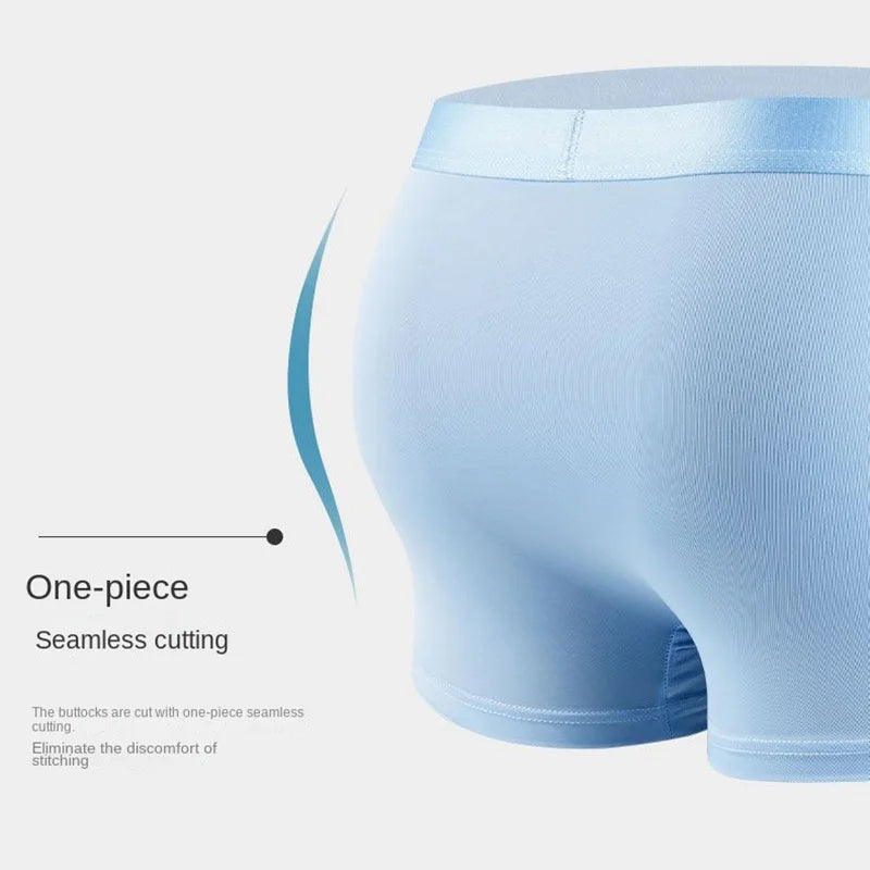 4-Pack Men's Ice Silk Boxer Shorts, Breathable Thin U-Pouch Underwear, Size L-6XL, Wholesale