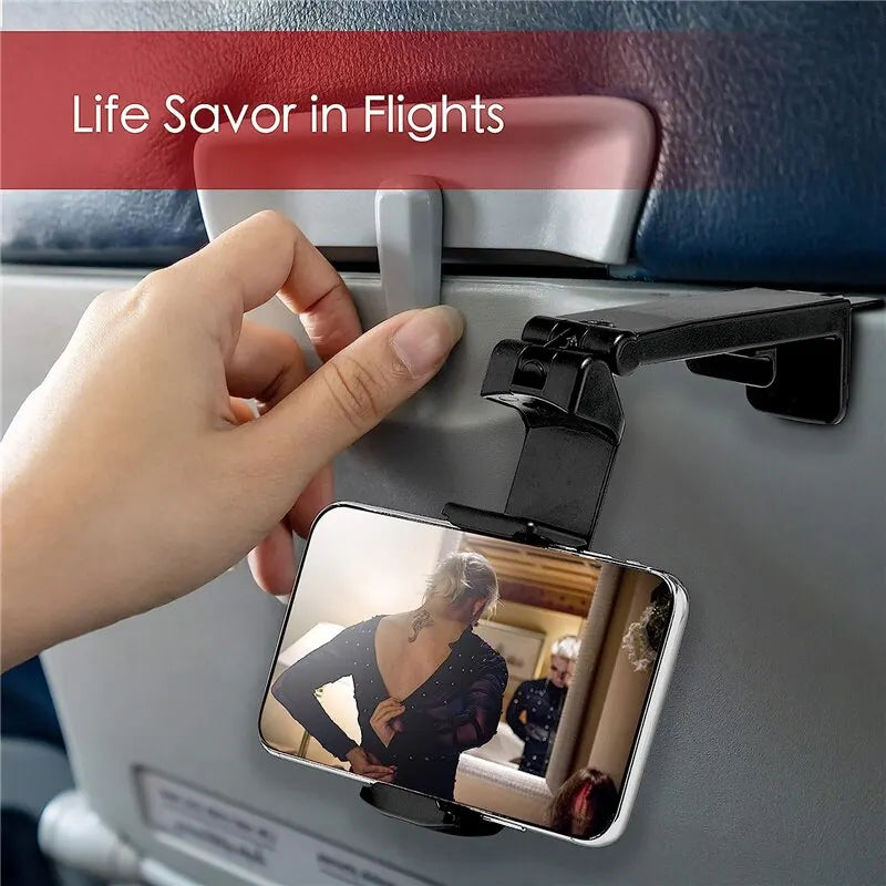 Foldable Airplane Travel Phone Holder Portable Rotatable Mobile Stand for Desk, Plane & Train Seats