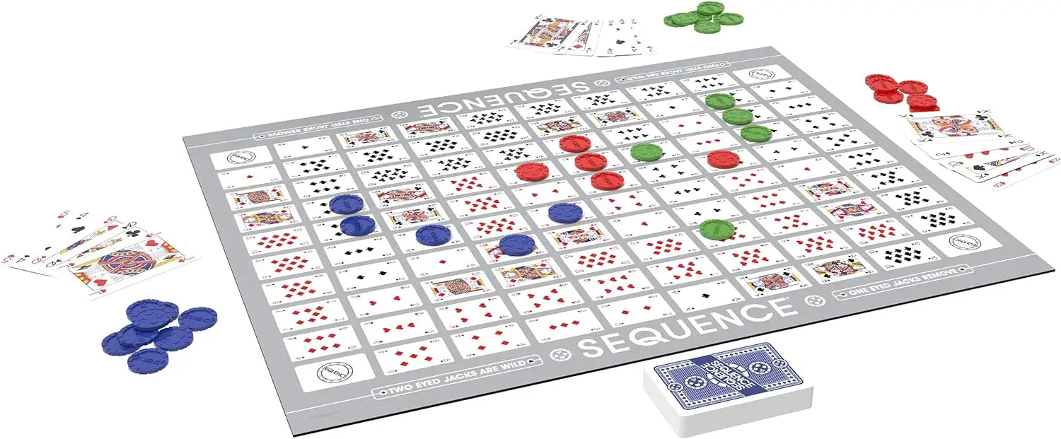 Sequence Family Strategy Board Game - Five-in-a-Row Game for 2+ Players, Ages 7+