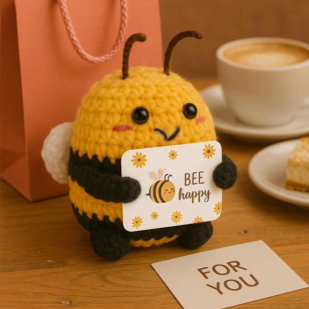 DIY Hand-Knit Bee Doll Keychain - Positive Energy Bag Charm & Home Decor Holiday Gift