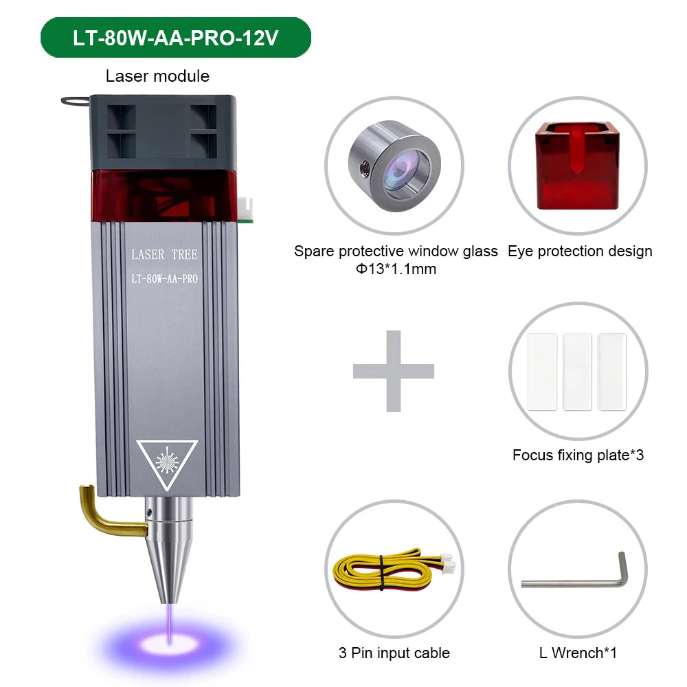 Air Assist TTL Laser Module 5W 10W 20W Laser Head for Engraving & Cutting Machines, Woodworking DIY