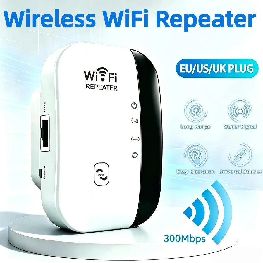 300Mbps 2.4GHz WiFi Range Extender & Signal Booster - Wireless Repeater, 802.11n, LAN Port