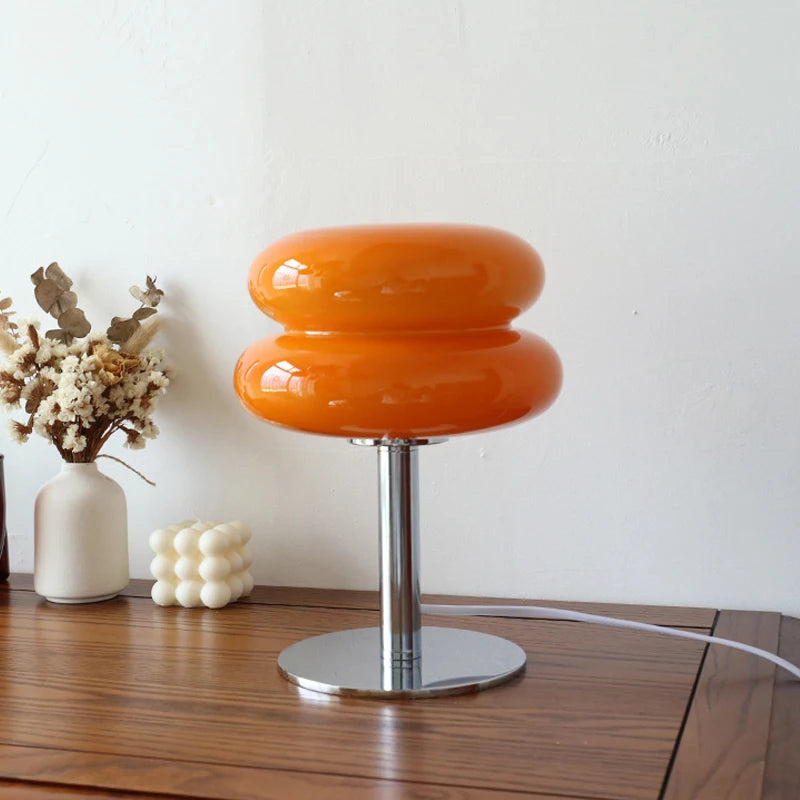 Macaron Glass Table Lamp Trichromatic Dimmable LED Night Light for Bedroom & Living Room