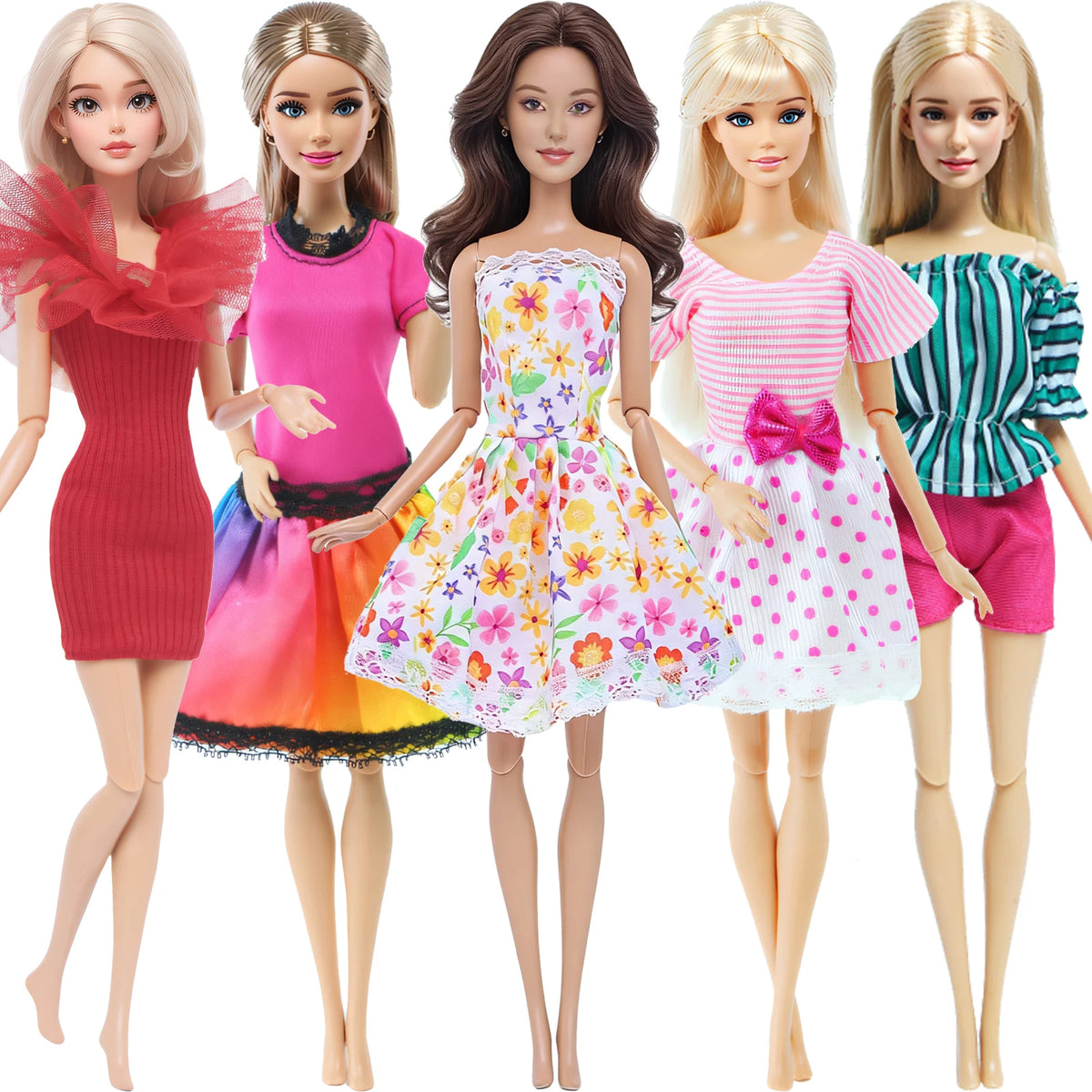 Handmade 1/6 Scale Doll Outfits - 3 or 5-Pack Casual Dresses, Blouses, Skirts & Pants for 11.5–12 in (29–30.5 cm) Dolls