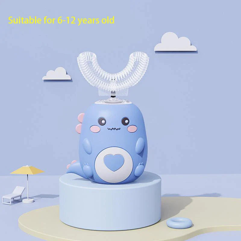 Children's U-Shaped Rechargeable Sonic Toothbrush 360° Silicone Electric Toothbrush for Kids IPX7 Waterproof 60-Second Clean