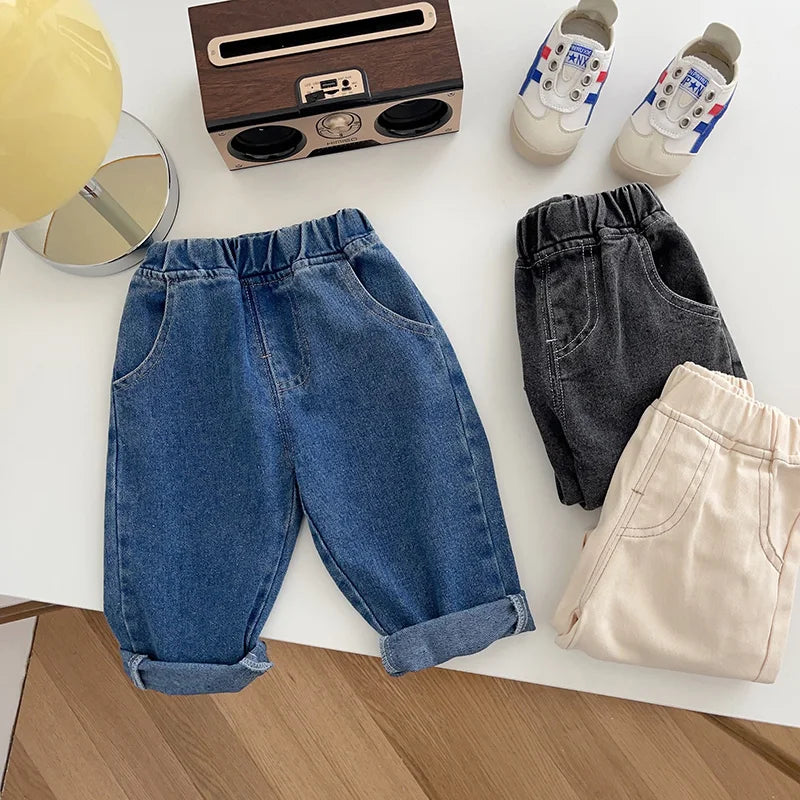 Toddler Straight Denim Jeans for Boys & Girls 9M–5T Elastic Waist Casual Spring Autumn - 3 Colors