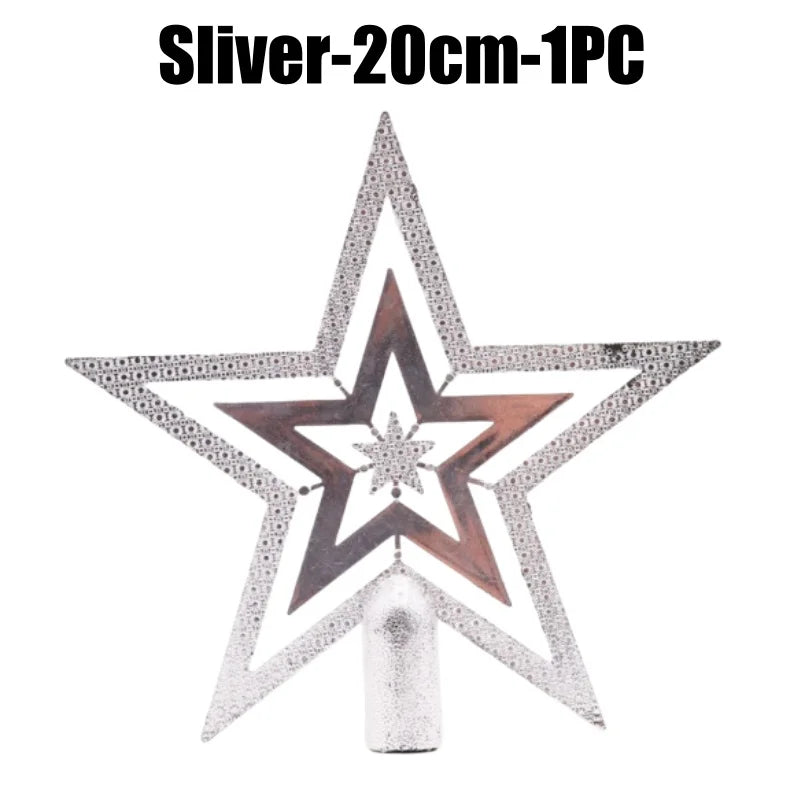 Star Christmas Tree Topper Gold & Red Shimmer 4 in / 8 in (10 / 20 cm) Holiday Tree Decoration