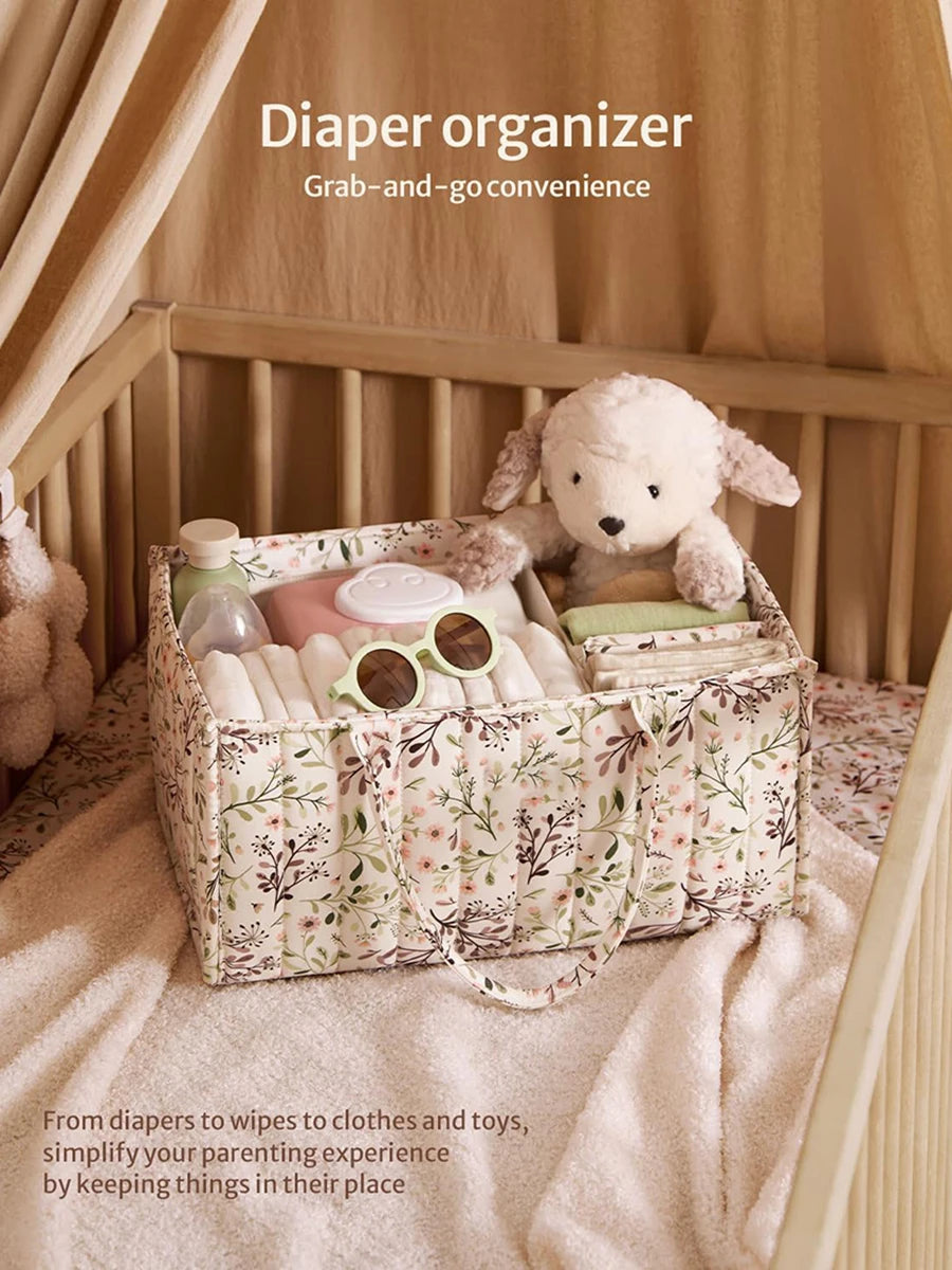 Portable Folding Baby Diaper Organizer Caddy – High-Capacity Diaper Stacker & Storage Bag