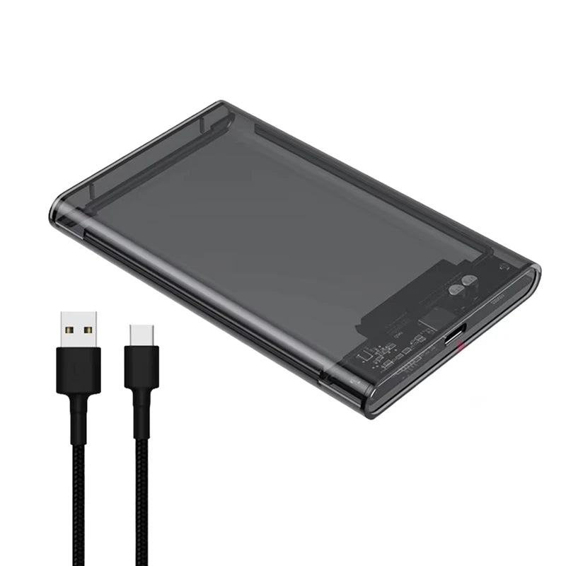 2.5-Inch SATA to USB Hard Drive Enclosure — Transparent Tool-Free Case, USB 3.0 UASP, Type-C/Micro USB Compatible (Up to 4TB)