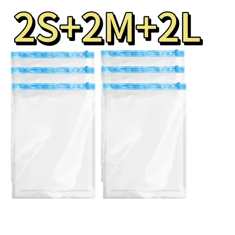 Travel Compression Vacuum Bags – Reusable Roll-Up Space Saver Bags for Luggage, Clothes & Bedding