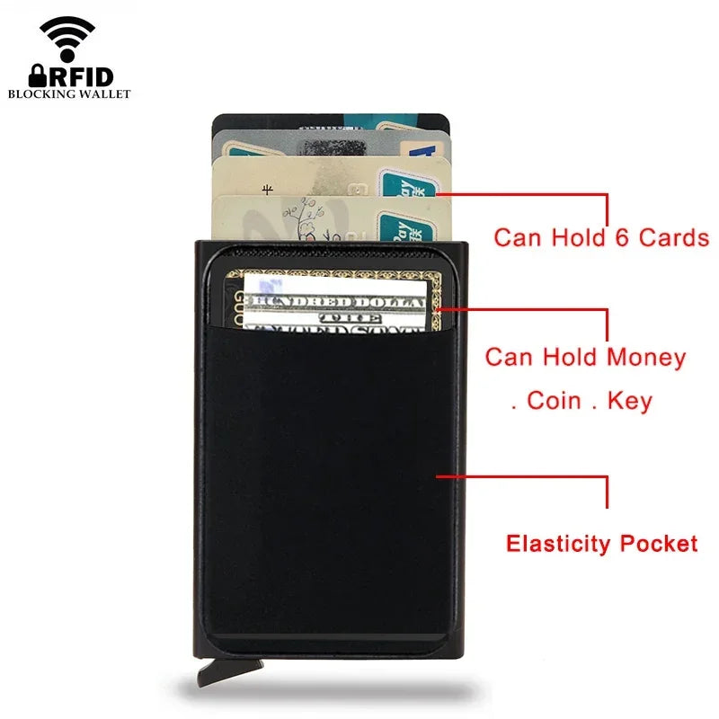 Slim RFID Blocking Credit Card Holder Wallet for Men Anti-Theft Metal Money Card Case
