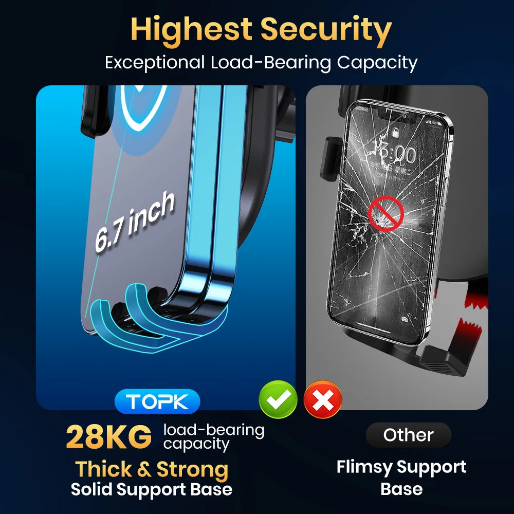 Adjustable Metal Gravity Car Phone Holder – Vent Mount for All Phones