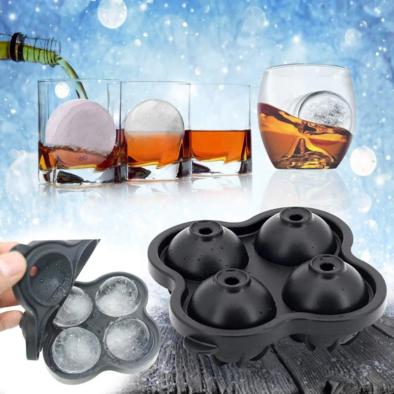 Silicone Ice Ball Maker Tray – 4/6/8-Grid Ice Mold for Cocktails, Chocolate & Jelly – Food-Grade Dishwasher-Safe