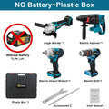 4-in-1 Brushless Cordless Power Tool Kit - Impact Wrench, Drill, Angle Grinder & Hammer - 18V Battery Pin Compatible