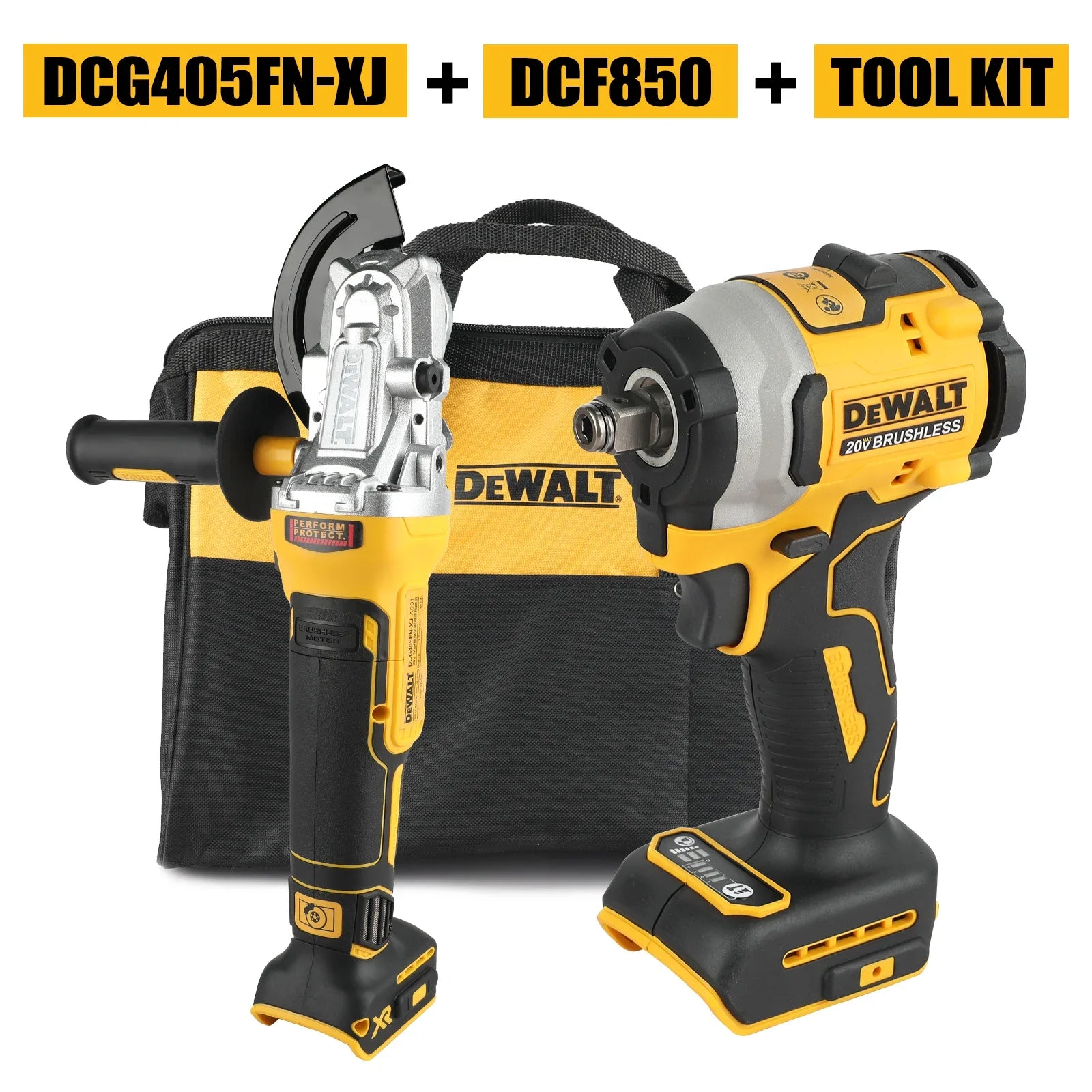 Electric Power Tool Combo Kit — Impact Wrench, Angle Grinder, Polisher and Impact/Hand Drill