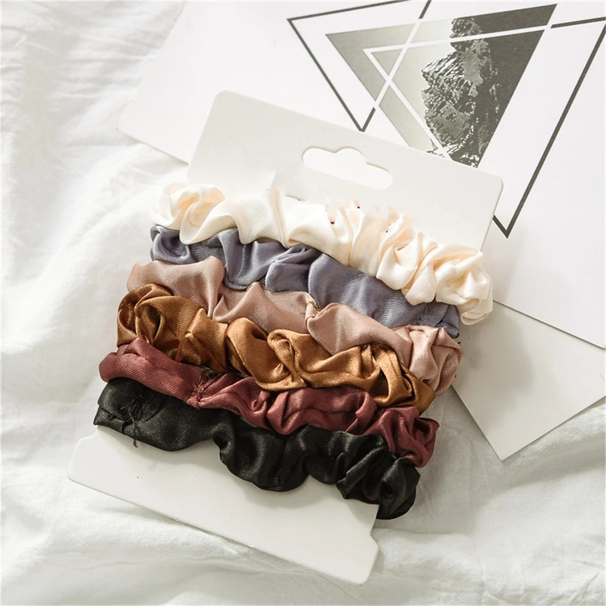 6-Pack Satin Scrunchies for Women & Girls - Soft Silk-Like Microfiber Hair Elastics, Gentle on Hair