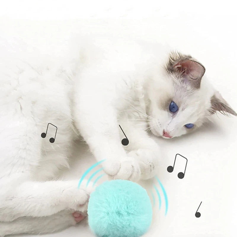 Interactive Touch-Activated Plush Sound Ball Cat Toy for Kittens & Cats — Electronic Catnip Squeak Toy