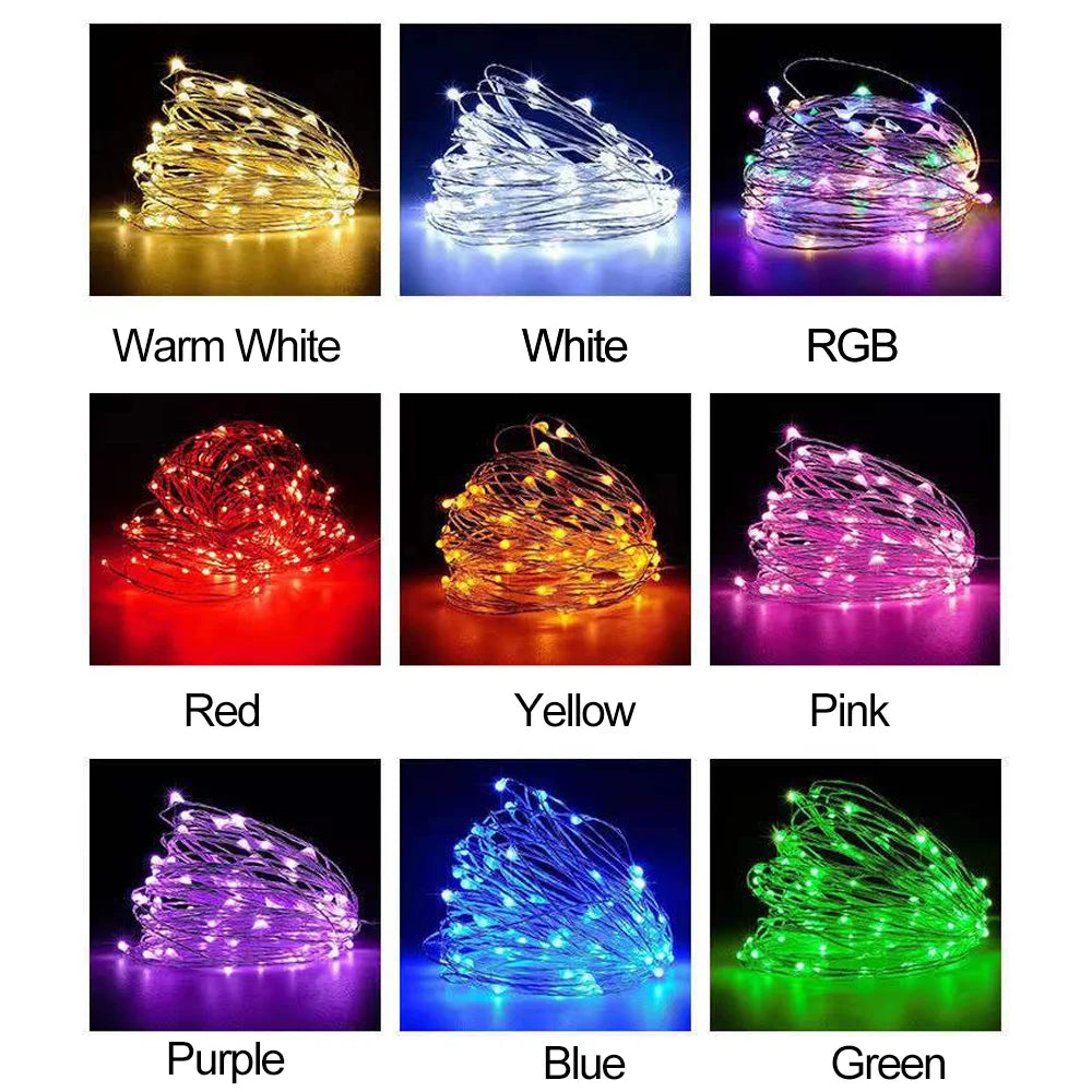 Waterproof Battery Operated LED Copper Wire Fairy Lights - 1/2/3/5m (3.3/6.6/9.8/16.4 ft) String Lights for Wedding Party Christmas DIY