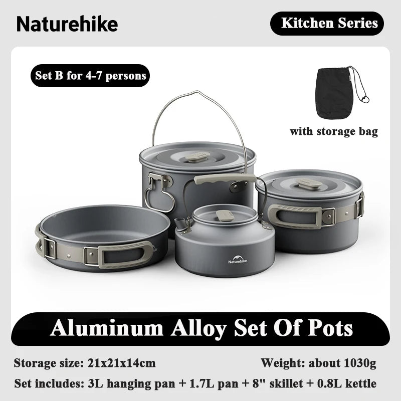 4-7 Person Camping Cookware Set - Lightweight Aluminum Pot Set for Outdoor Picnic & Backpacking