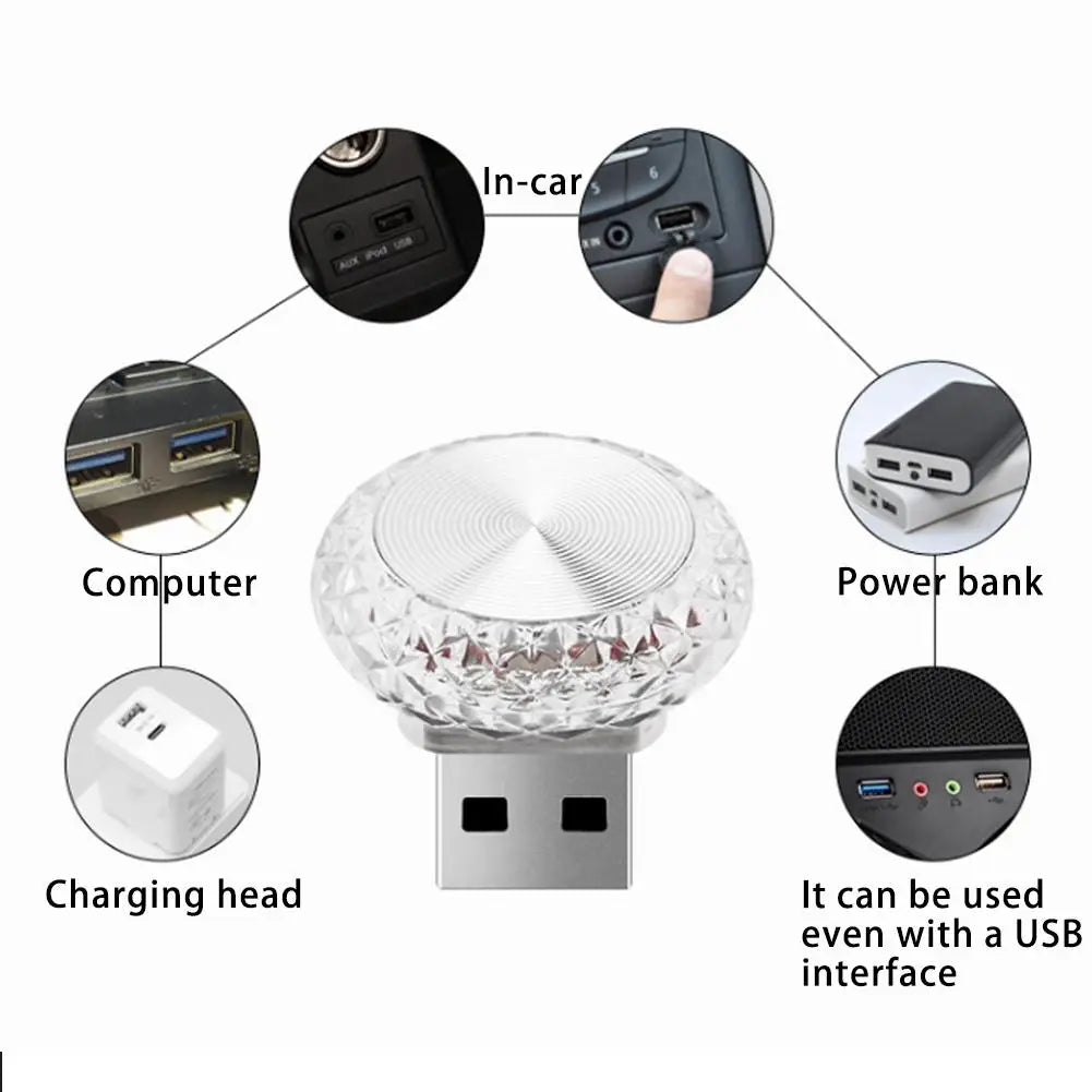 Portable USB LED Ambient Light for Car - Mini Plug and Play Interior Decorative Lamp