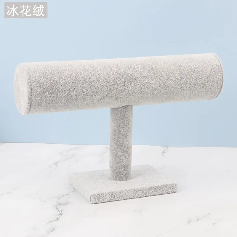Velvet T-Bar Jewelry Display Stand - Bracelet, Watch & Necklace Organizer (24 x 7 x 14 cm / 9.45 x 2.76 x 5.51 in)