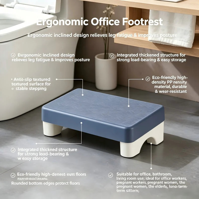Ergonomic PP Footrest Under-Desk Foot Stool Cushioned Foot Rest for Office Home Sofa