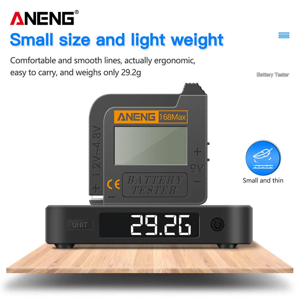 Universal Lithium Battery Tester Portable 1.2-9V LCD Battery Checker for AA AAA C D 9V 18650 & Button Cells