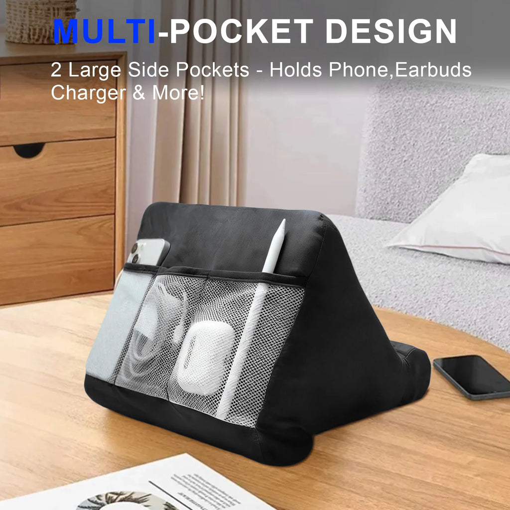 Multi-Angle Sponge Pillow Tablet Stand - Soft Cushion Holder for 7-12 Inch Tablets, Bed & Desk Reading Dock