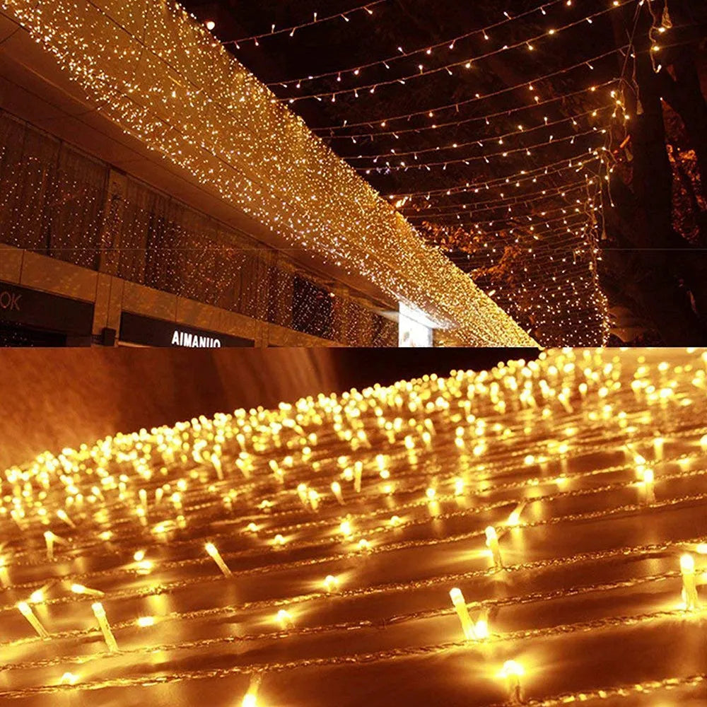 50M (164 ft) Warm White LED Fairy String Lights with EU Plug Waterproof Indoor Outdoor Christmas Party Garland