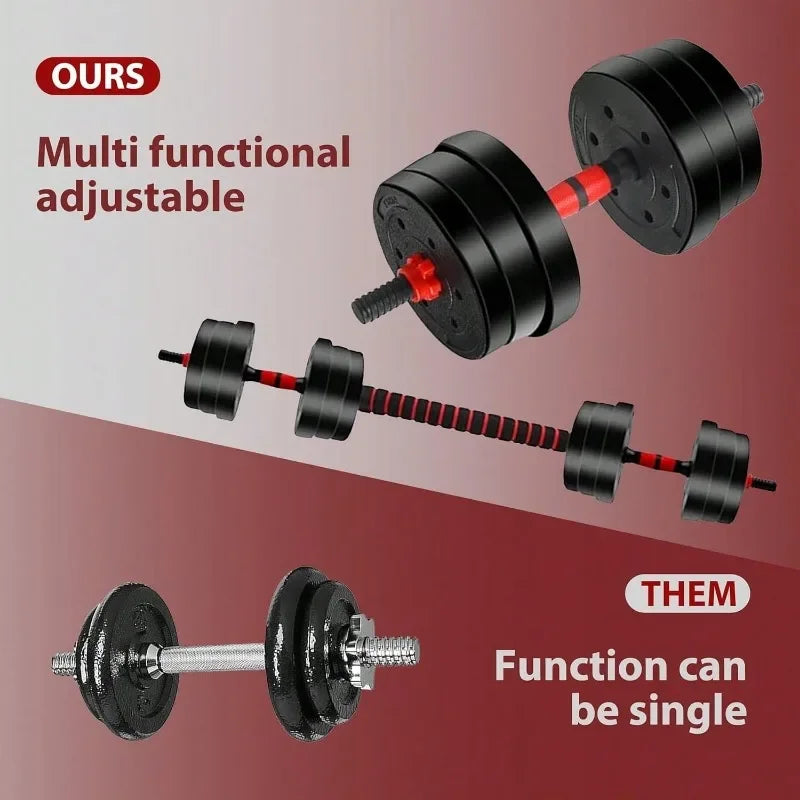 5–44 lb (2.3–20 kg) Adjustable Dumbbell to Barbell Set – Anti-Slip Grip Convertible Home Gym Barbell & Push-Up Stands