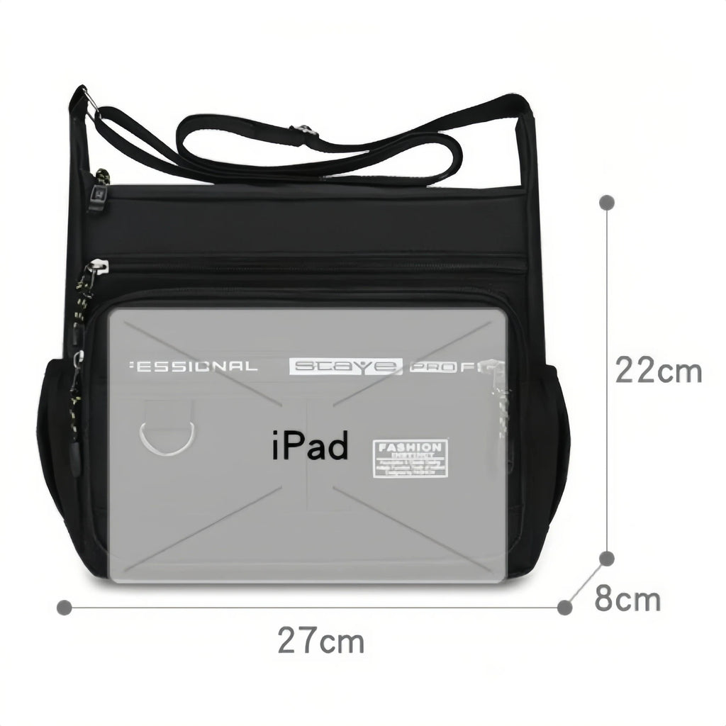 Men's Waterproof Crossbody Sling Bag - Business Casual Multi-Pocket Shoulder Bag, 27 x 8 x 22 cm (10.6 x 3.1 x 8.6 in), Adjustable Strap