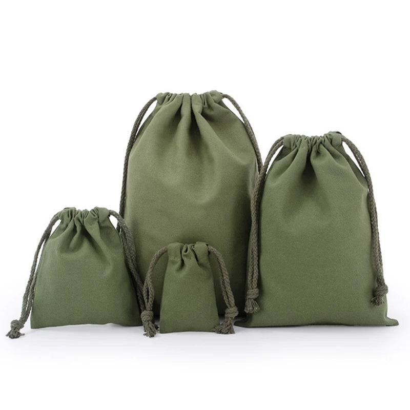 Cotton Drawstring Canvas Bags - White Reusable Gift & Storage Pouches for Candy, Jewelry, Travel and Home Organization