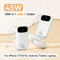 45W Power Bank – 10,000mAh & 20,000mAh Portable Charger with Built-in USB-C + Lightning Cables, USB-A Fast Charge