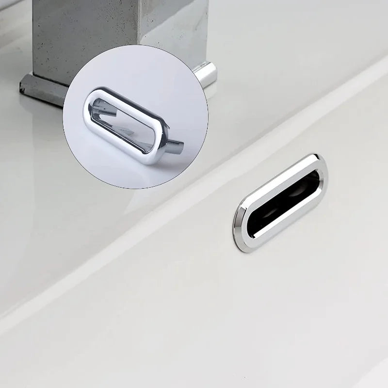 4-Pack Silver Plastic Sink Overflow Rings - Basin Drain Trim Plugs for Kitchen & Bathroom, Fits 22-24mm & 47-48mm
