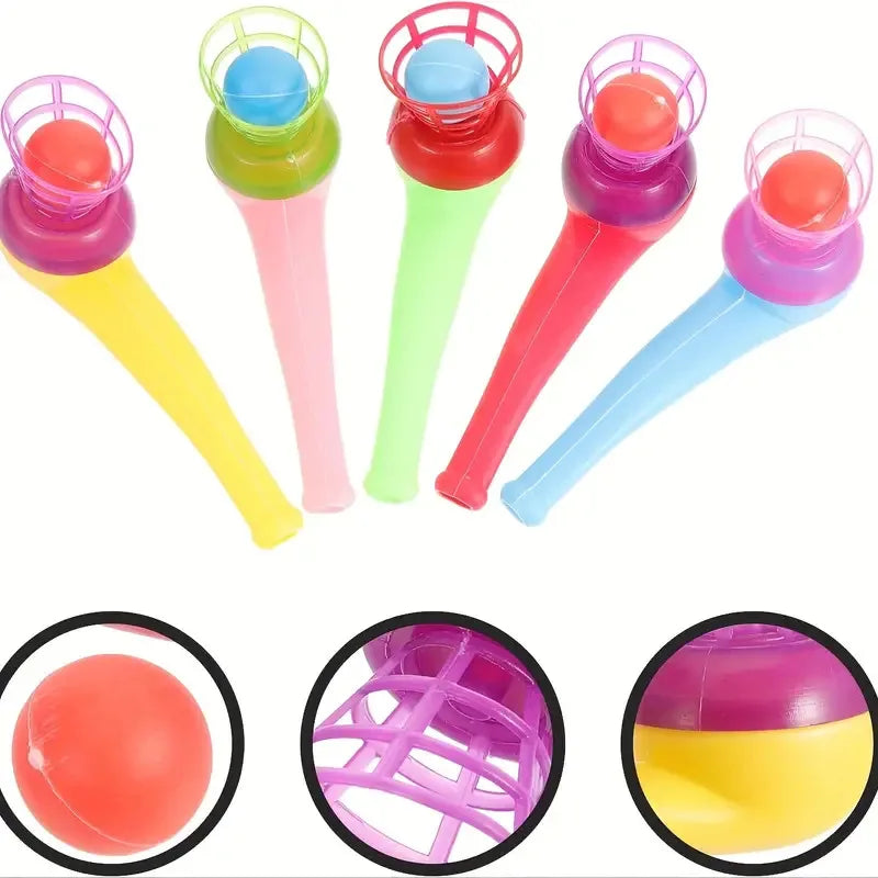 3-Pack Pipe Blowing Balance Balls (4 in / 10 cm) for Kids - Educational Outdoor Toy for Motor Skills & Coordination