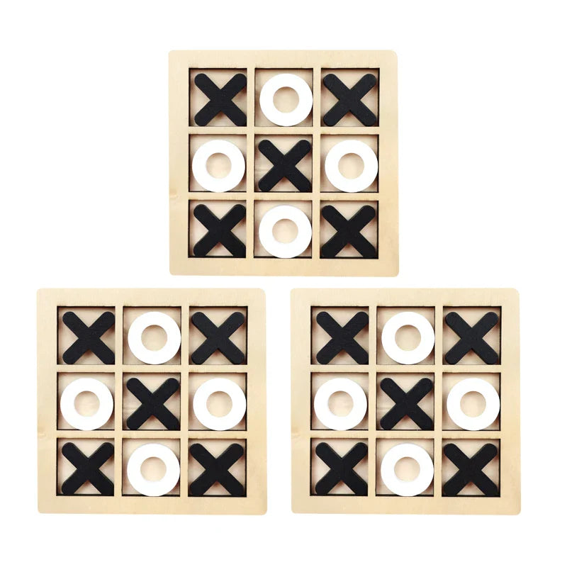Montessori Wooden Tic-Tac-Toe (XO) Puzzle Board 9.8×9.8 cm (3.9×3.9 in) – Educational Brain Training Toy for Kids